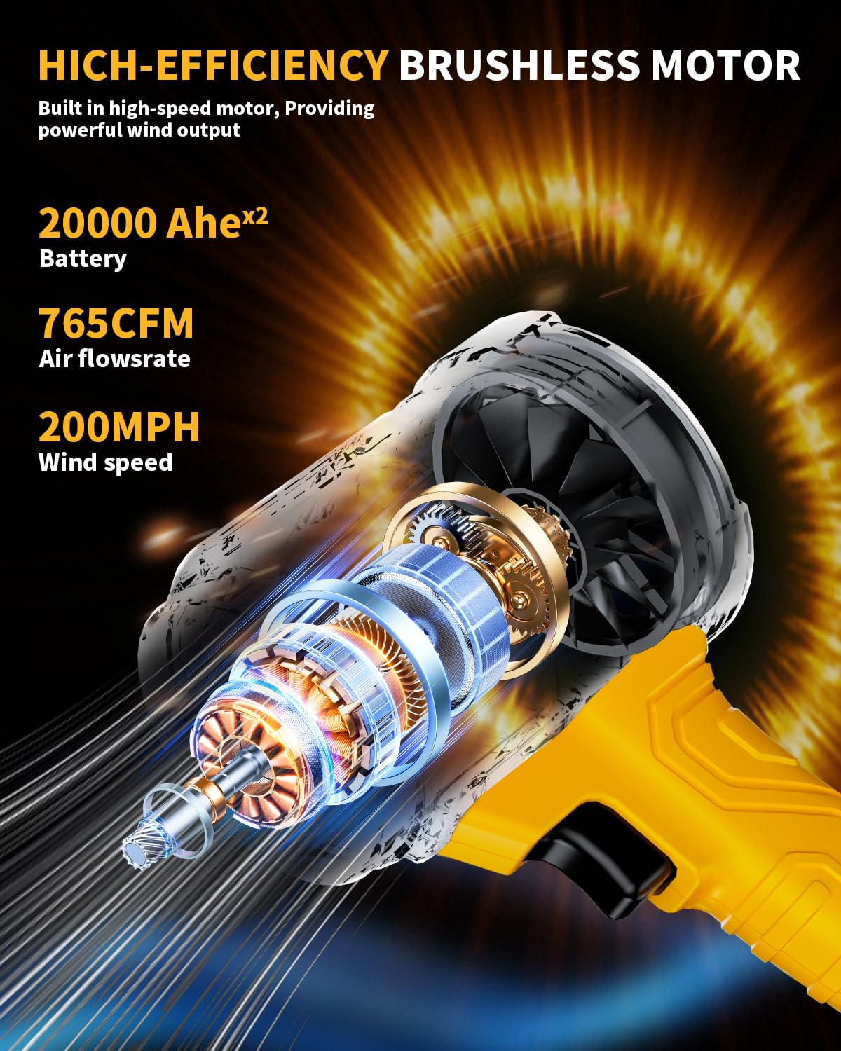 Two-pack 4.0Ah batteries powering longer runtime.