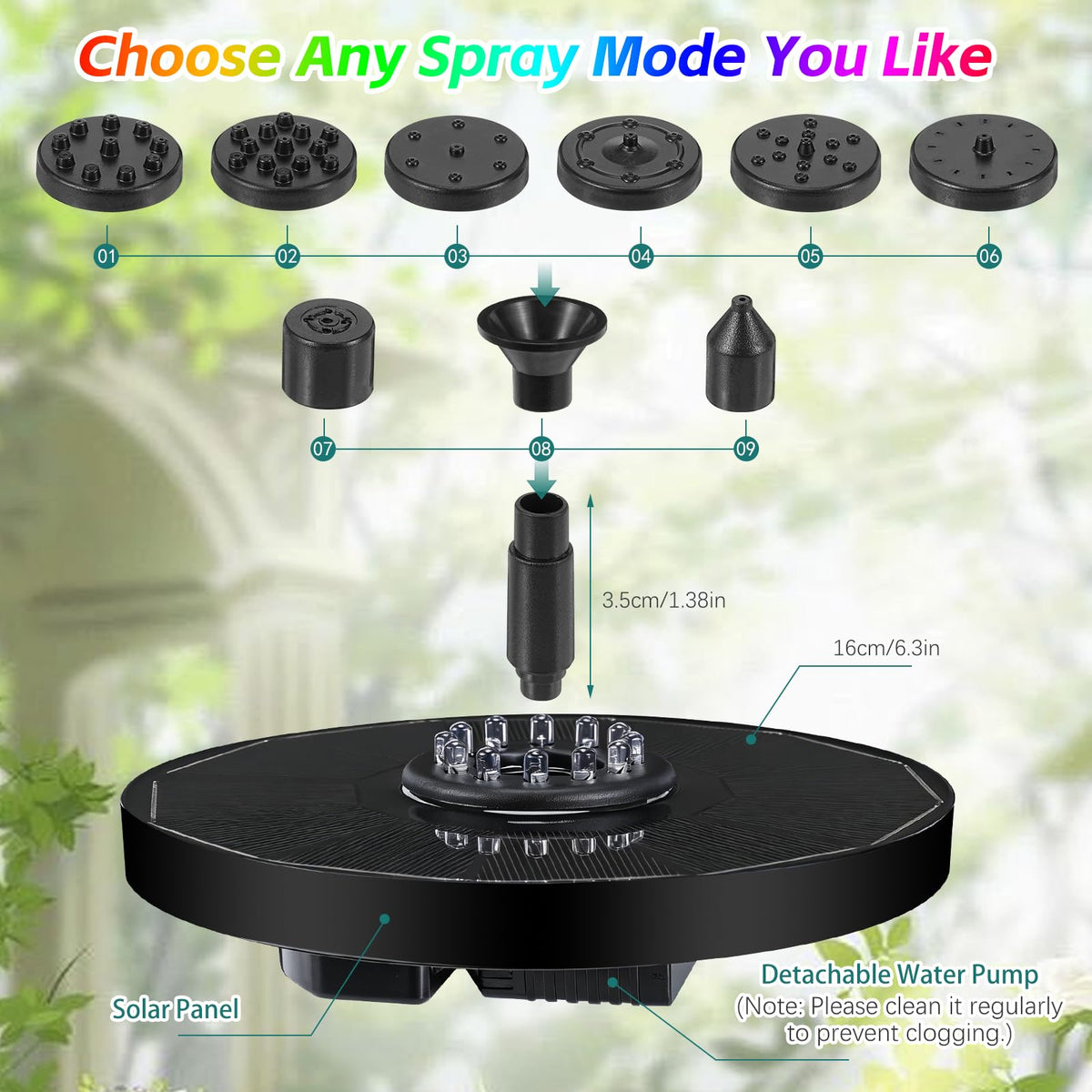 Jhua solar fountain requires no wiring for quick setup