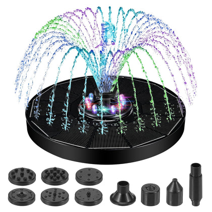 Jhua solar fountain floats on water with a compact panel for easy operation