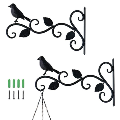 JIALAI HOME 12-inch hanging bracket with bird design supports plants or feeders.
