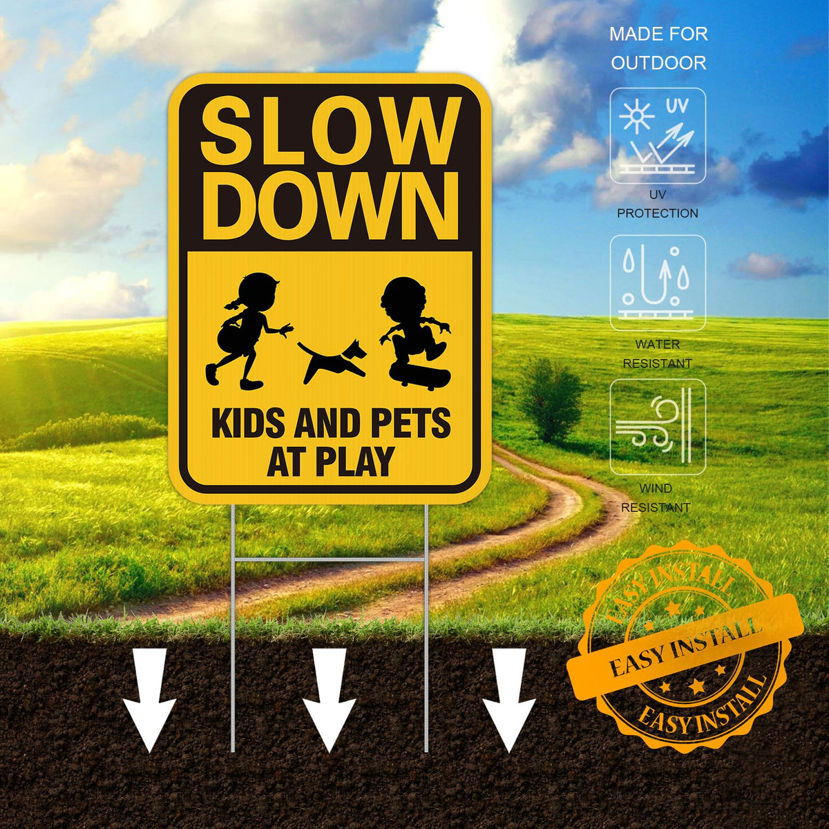 JIAMING Double-Sided Sign with H-Stakes offers versatile mounting