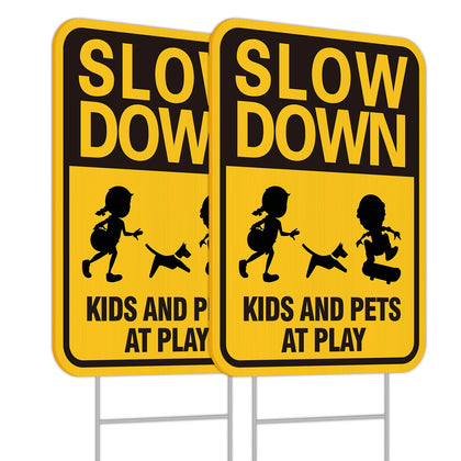 JIAMING Slow Down Sign visible outdoors to alert drivers