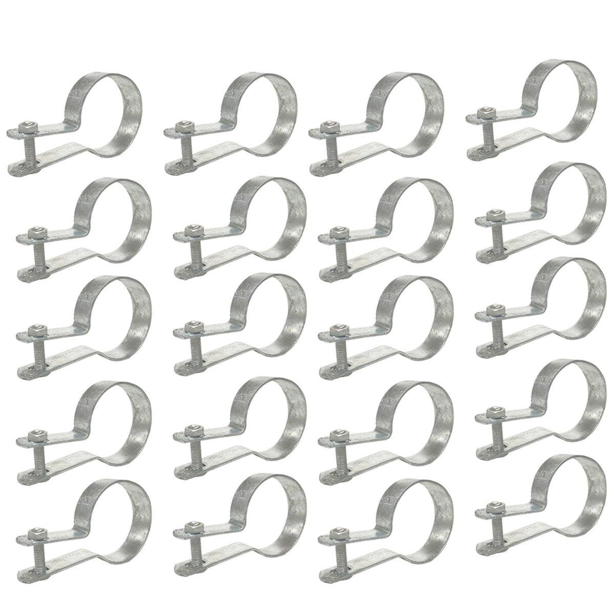 Jiaroutk 2-3-8-inch tension band securing a chain-link fence post for stability.
