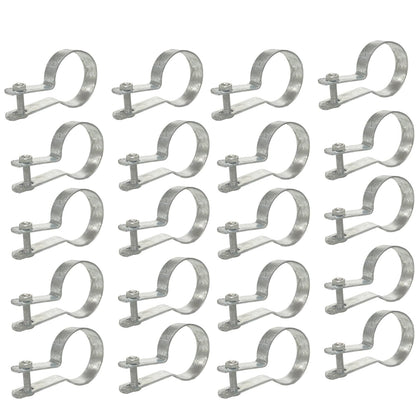Jiaroutk 2-3-8-inch tension band securing a chain-link fence post for stability.