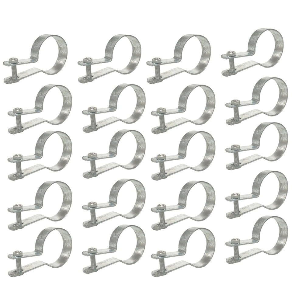 Jiaroutk 2-3-8-inch tension band securing a chain-link fence post for stability.