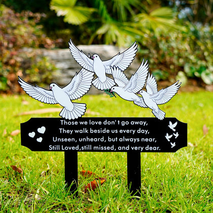 Jiasku 13-inch memorial stake with white doves for a dignified graveside tribute.