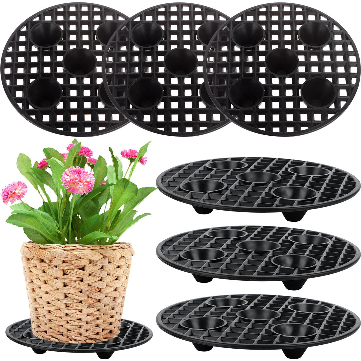 JiaUfmi round plant stand elevates pots to protect floors and improve airflow.