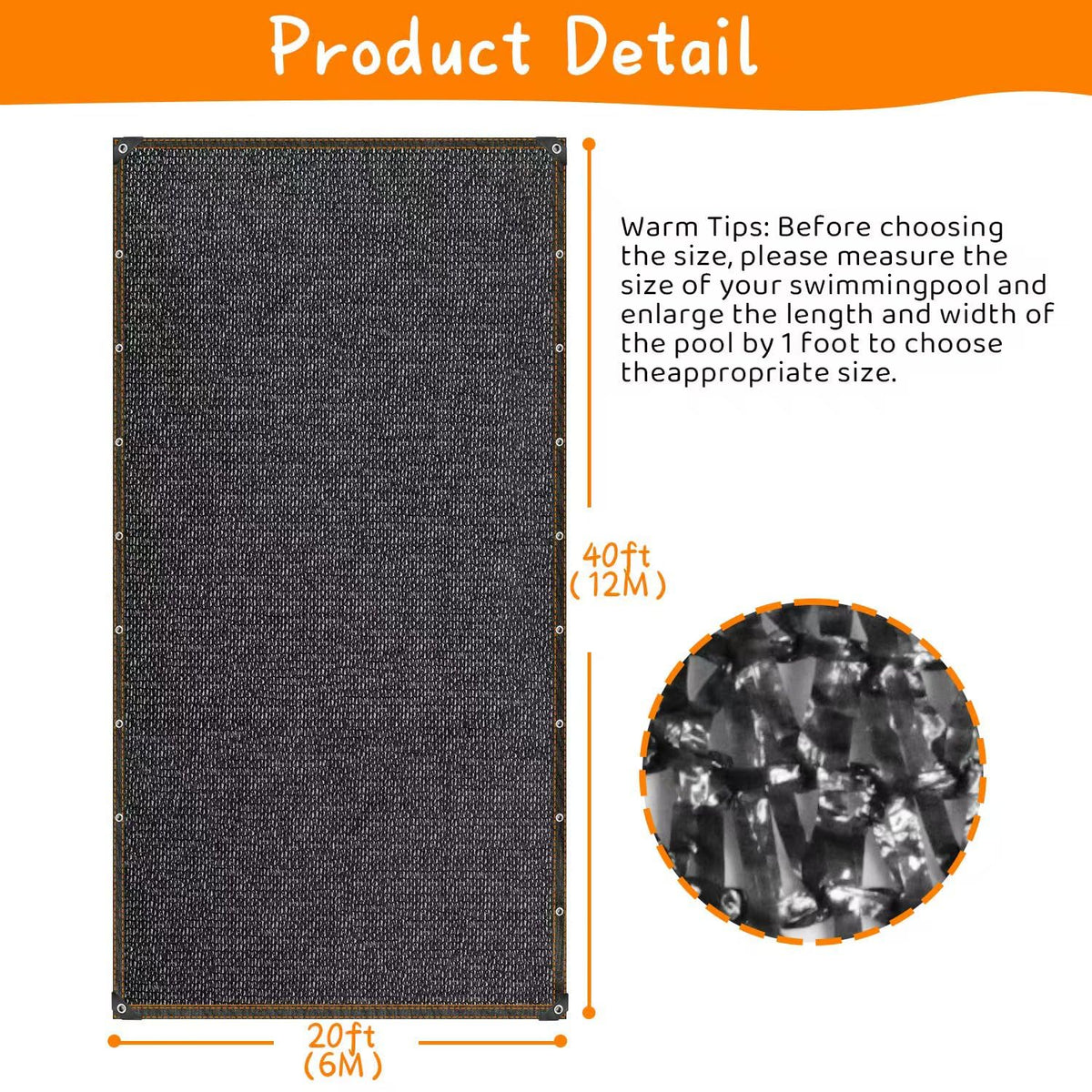 JIAYECHQI leaf net cover designed for above-ground pools with custom-size options.