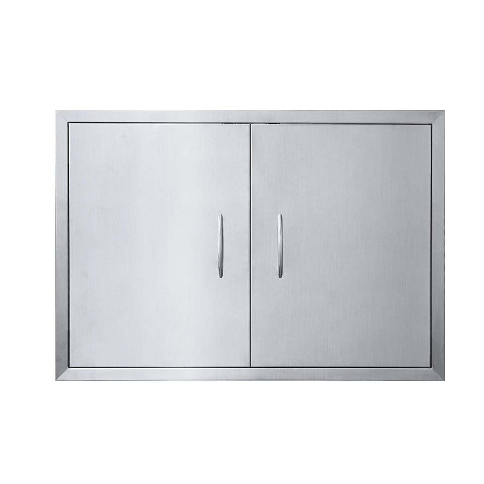 JIE JIN outdoor kitchen door 31w-24h front view shows brushed stainless steel durability.