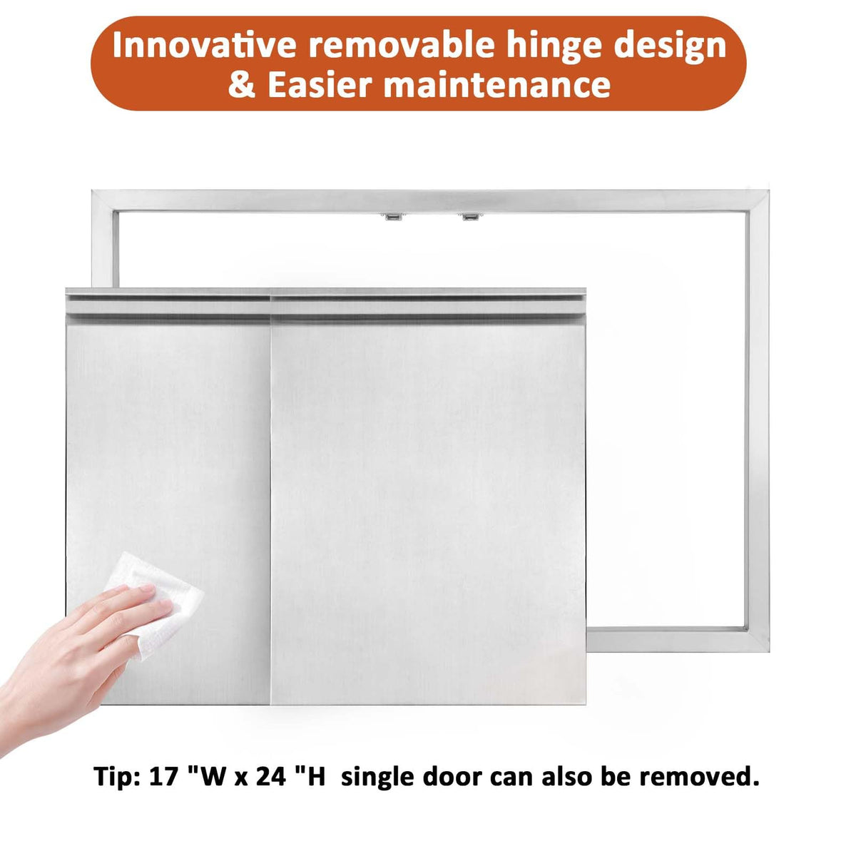 JIE JIN BBQ access door installed in an outdoor kitchen island