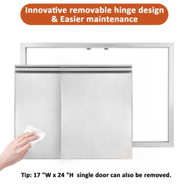 JIE JIN BBQ access door installed in an outdoor kitchen island