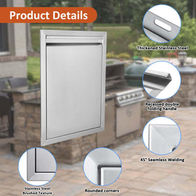 JIE JIN BBQ access door recessed handle close-up for easy grip