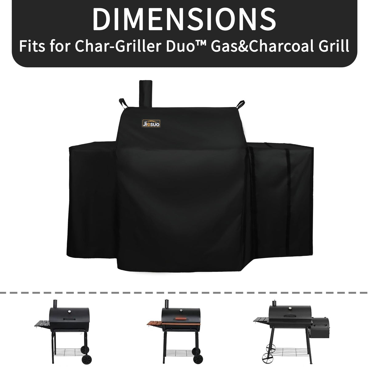 Jiesuo 5555 grill cover uses heavy duty 600D polyester for durability.