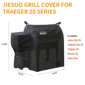 JIESUO Traeger 20 side view keeps grill protected during windy outdoor use