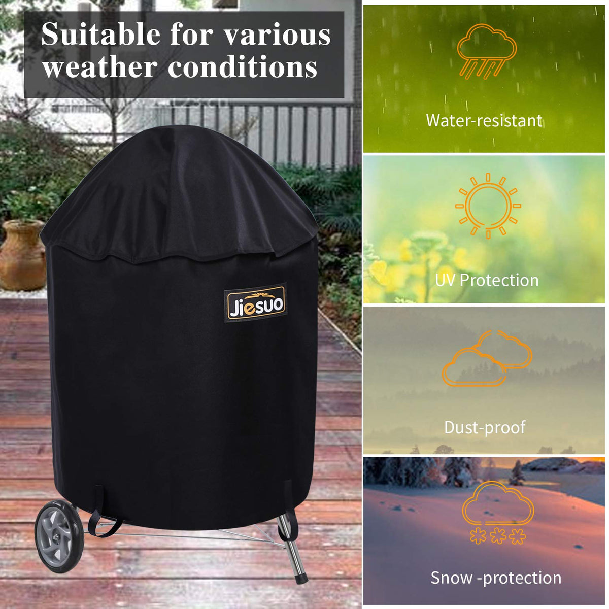 JIESUO fits Weber 26-inch grill with dimensions 33W x 25.5D x 38H