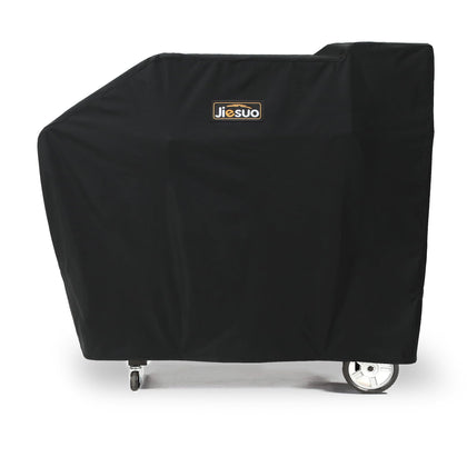 JIESUO grill cover for Masterbuilt Gravity Series 560-800, side view showing full coverage protects from rain and wind.
