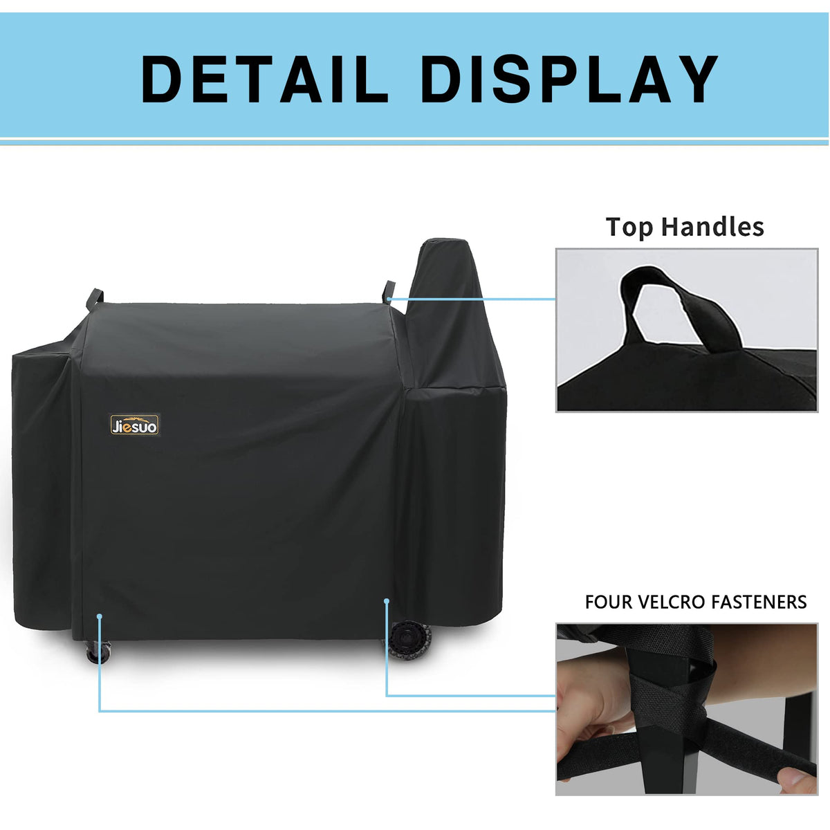 JIESUO grill cover for Pit Boss 1000S on grill keeps surfaces dry and clean