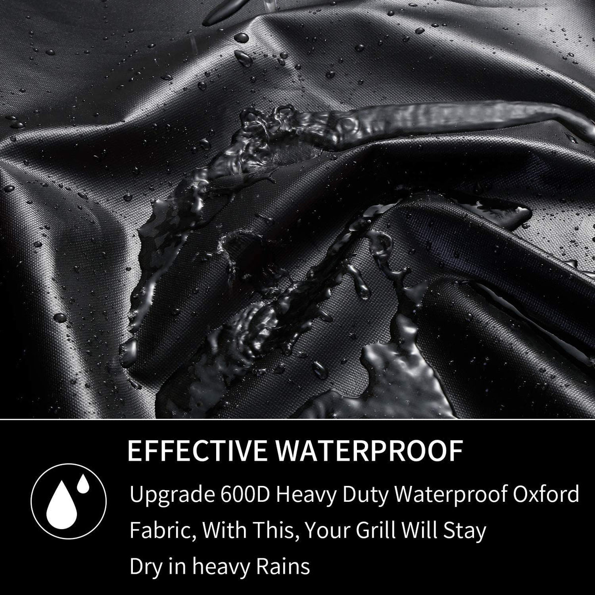 Jiesuo grill cover with Velcro straps secures against strong winds
