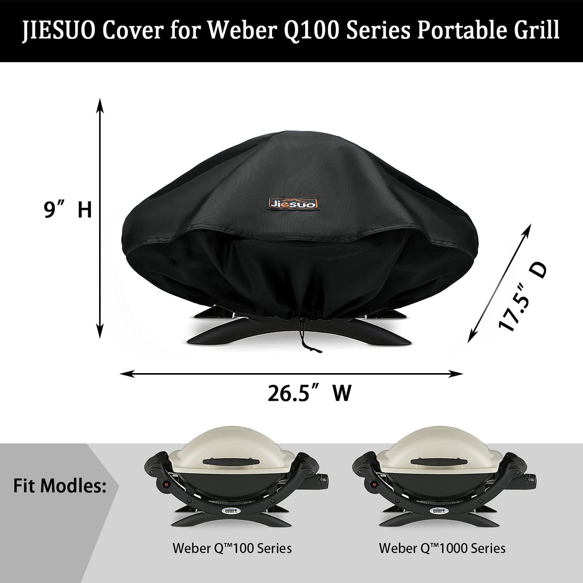 JIESUO Weber Q1000 cover fits snugly around the grill