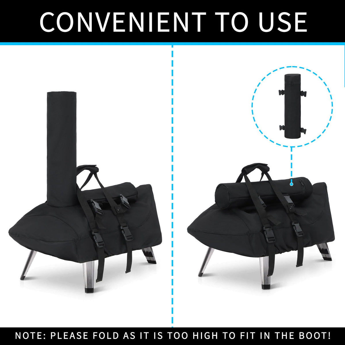 Jiesuo Karu12 cover features buckle straps to keep it secure in wind.