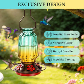 Crystal-clear glass lets you monitor nectar levels.