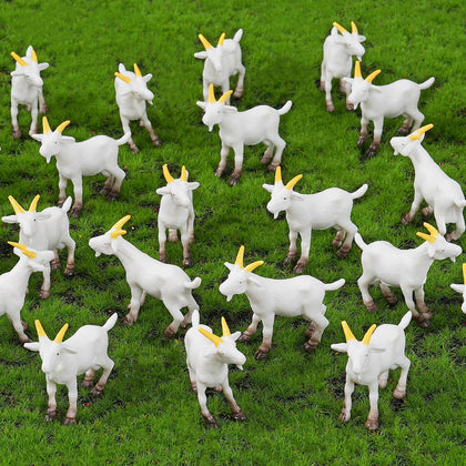 Jieting 50-piece goat figurines set for whimsical mini landscapes.