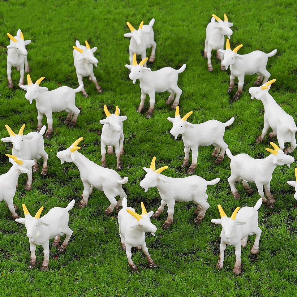 Jieting 50-piece goat figurines set for whimsical mini landscapes.