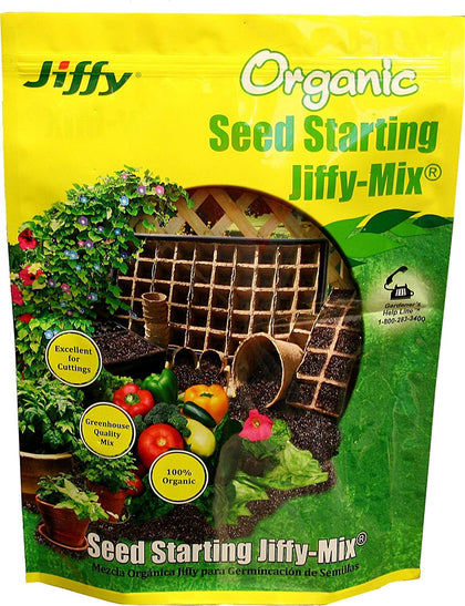 Jiffy G310 seed starting soil bag close-up for thriving seed germination.