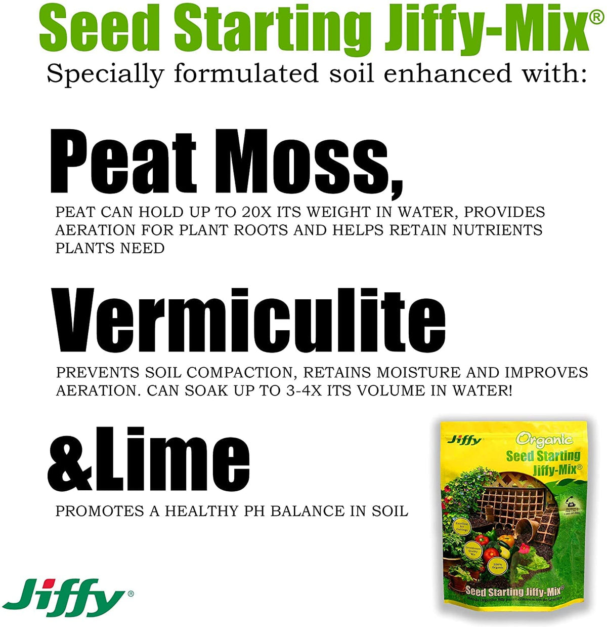 Jiffy G310 seed starting soil texture showing favorable loam for indoor sowing.