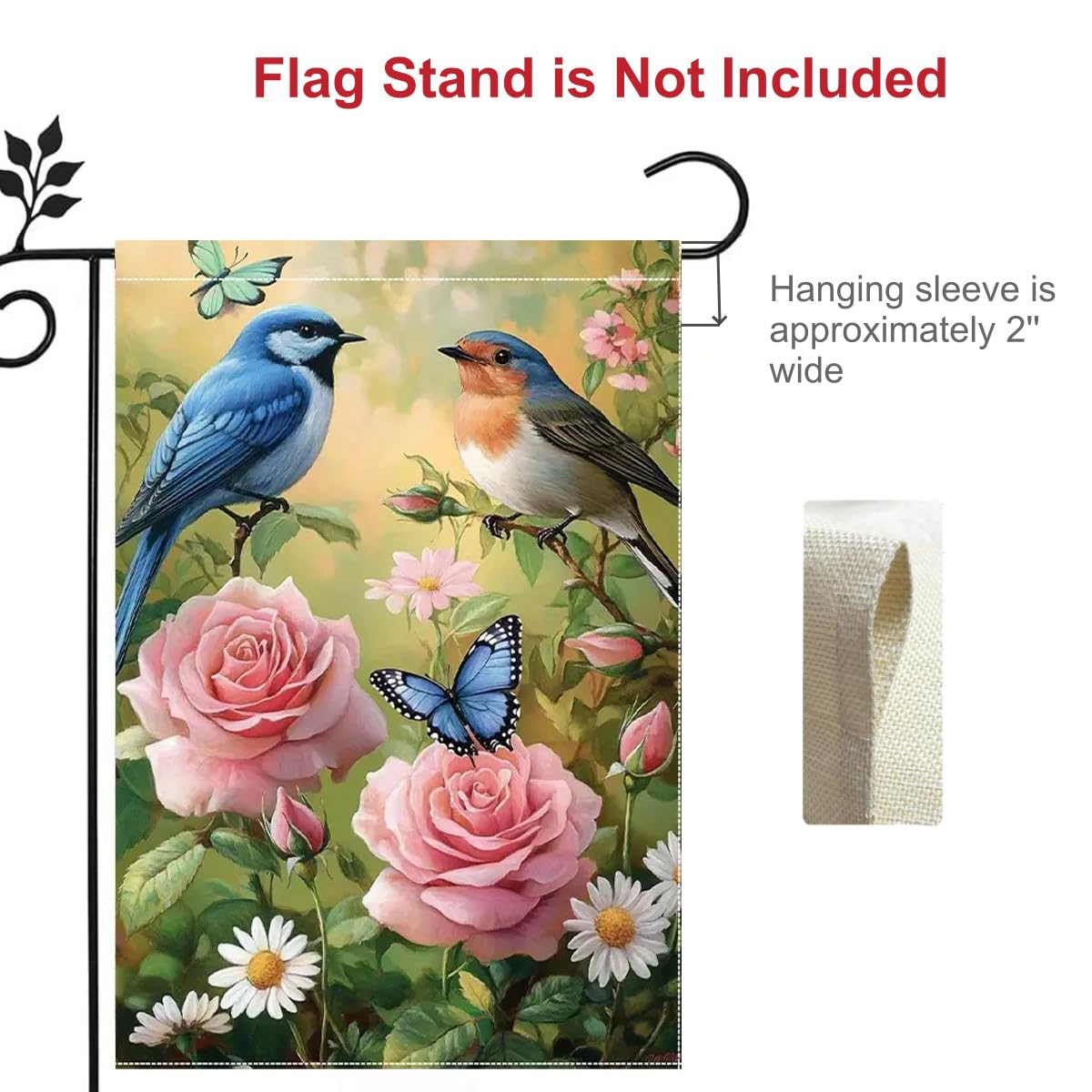 JIGINOFV blue bird and flowers motif adds lively spring color to your yard