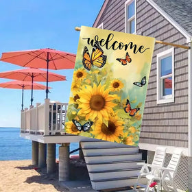 JIGINOFV butterfly and sunflower flag ideal for farmhouse patio decor