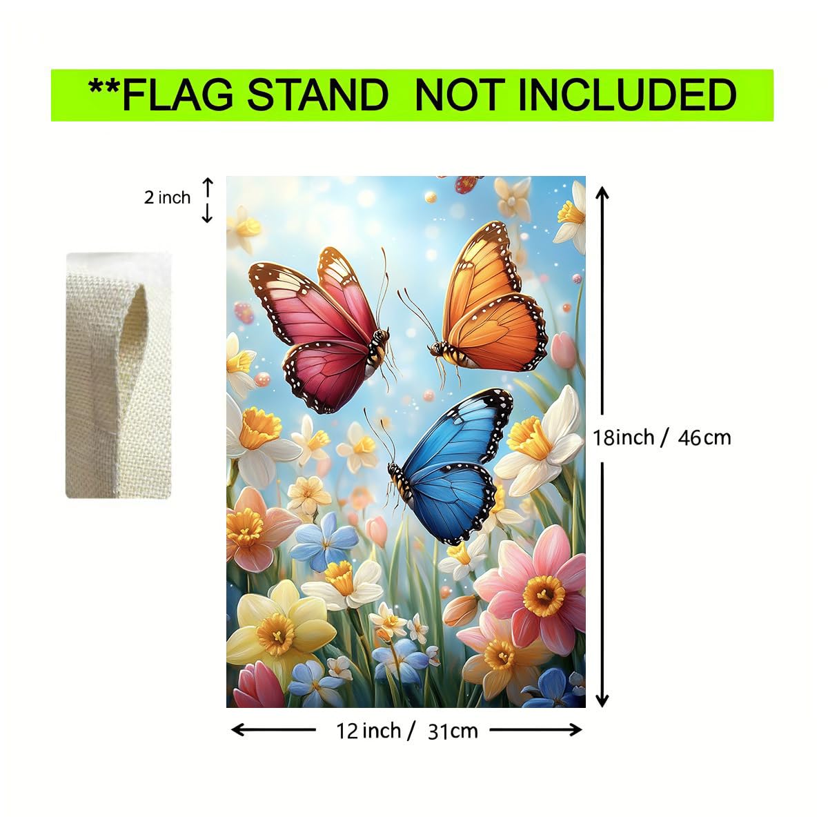 JIGINOFV floral spring scene flag ready for standard flag stand