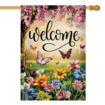 JIGINOFV large garden flag front view for outdoor yard decor 28x40
