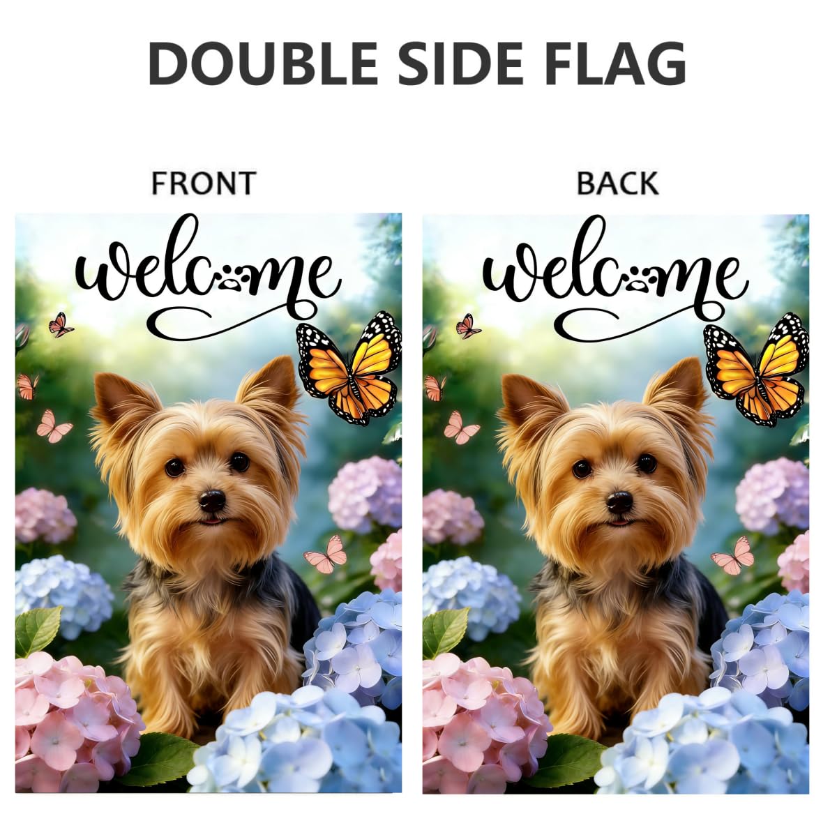JIGINOFV spring floral Yorkie flag accentuating outdoor space