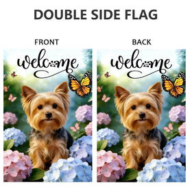 JIGINOFV spring floral Yorkie flag accentuating outdoor space