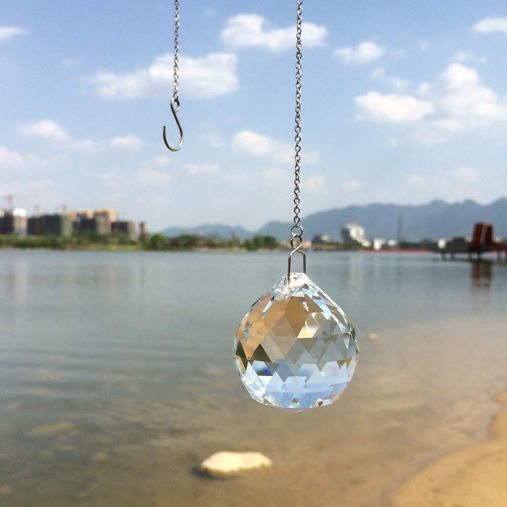 JIHUI crystal ball with chain for easy hanging and versatile display.