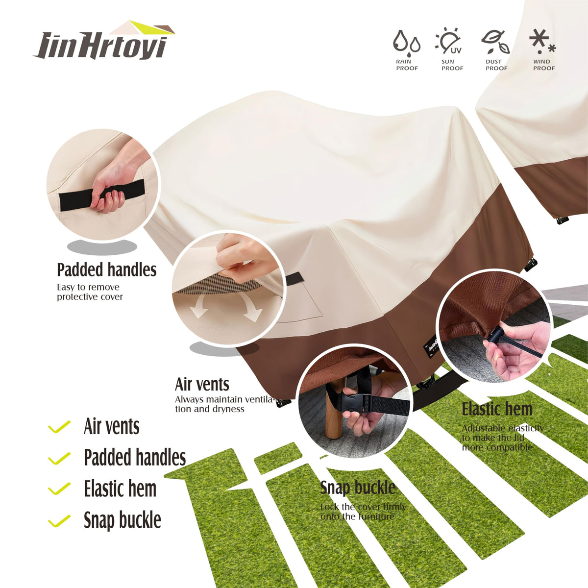 Jin Hrtoyi chair cover drawstring and buckles secure placement