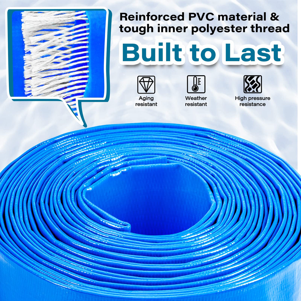 Jin&Bao burst-resistant drain hose improves pool drainage durability.