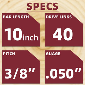 JINFFR 38 LP pitch .050 gauge 40-drive chain demonstrates precise compatibility.