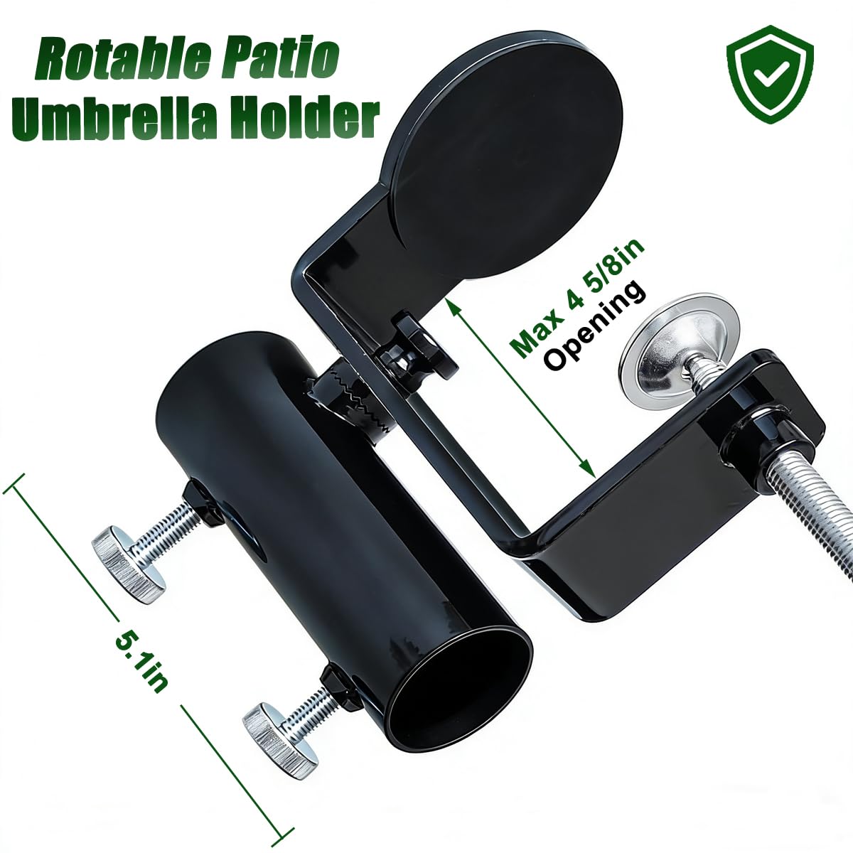 JINHAN double thumbscrews ensure a tight, tool-free clamp for umbrellas.