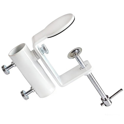 JINHAN White Heavy Duty Umbrella Clamp showing rustproof steel exterior for outdoor use