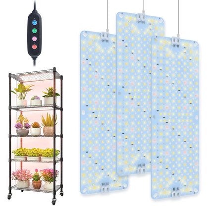 JINHONGTO 3Pack Ultra-Thin Panel Grow Lights over seed-starting trays for even germination.