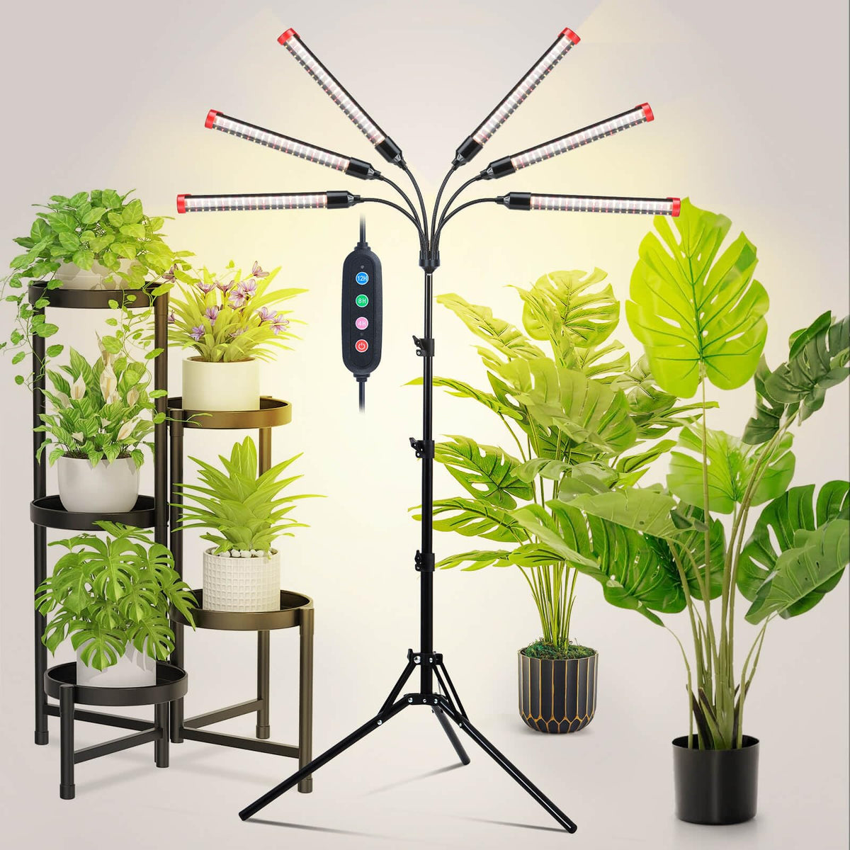 JINHONGTO 54W grow light on a stand for indoor plants with adjustable height
