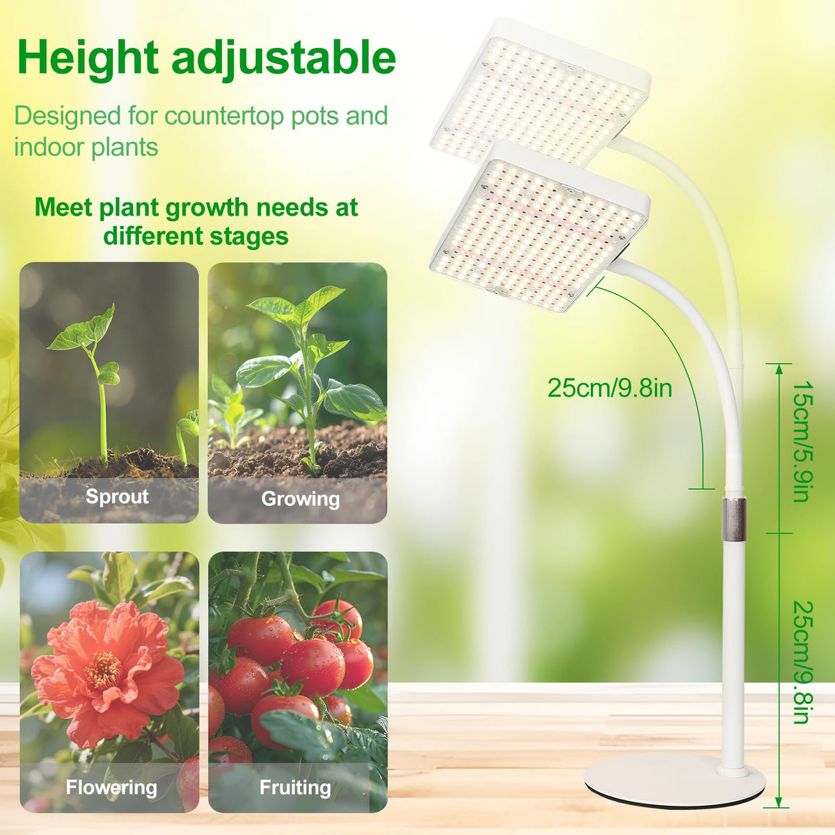 JINHONGTO indoor plants thrive under full spectrum light for year-round care.