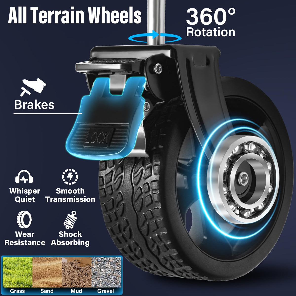 JINIHFW Wagon Cart 360-degree front wheels for versatile steering