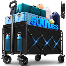 JINIHFW Wagon Cart foldable with brakes showing large 280L interior for easy gear transport