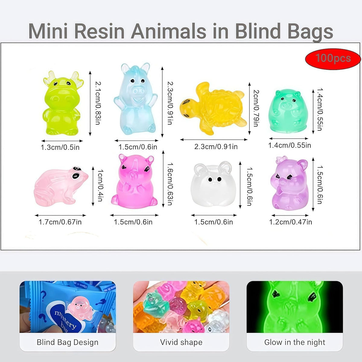 JINJUMEI glow-in-the-dark mini animal resin figurine displayed on a planter
