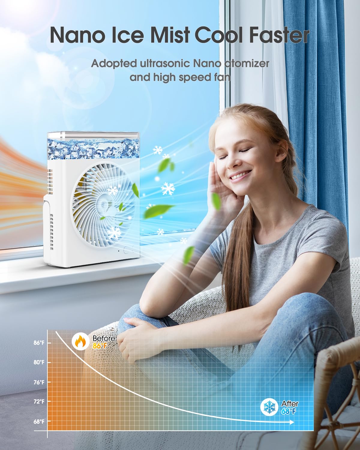 JINLICTE misting fan 8000mAh battery for extended runtime