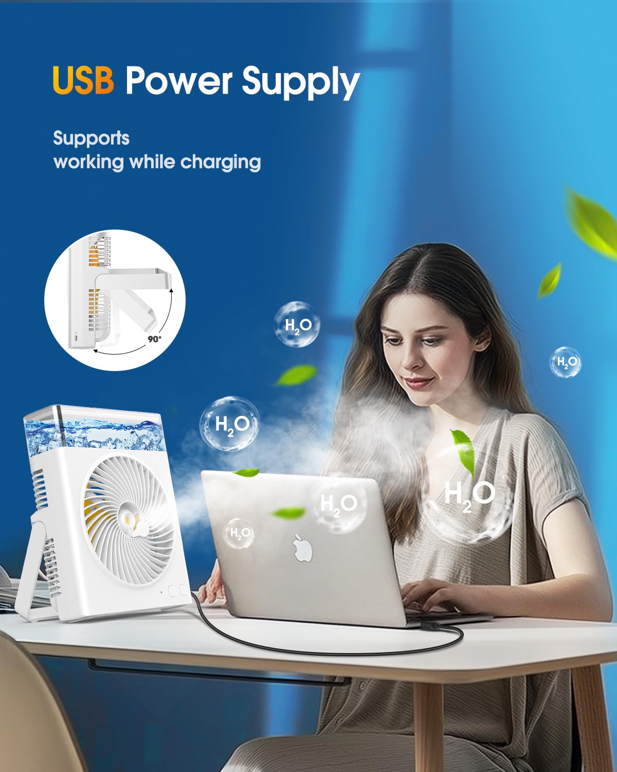 JINLICTE misting fan operation under 30dB for quiet ambiance