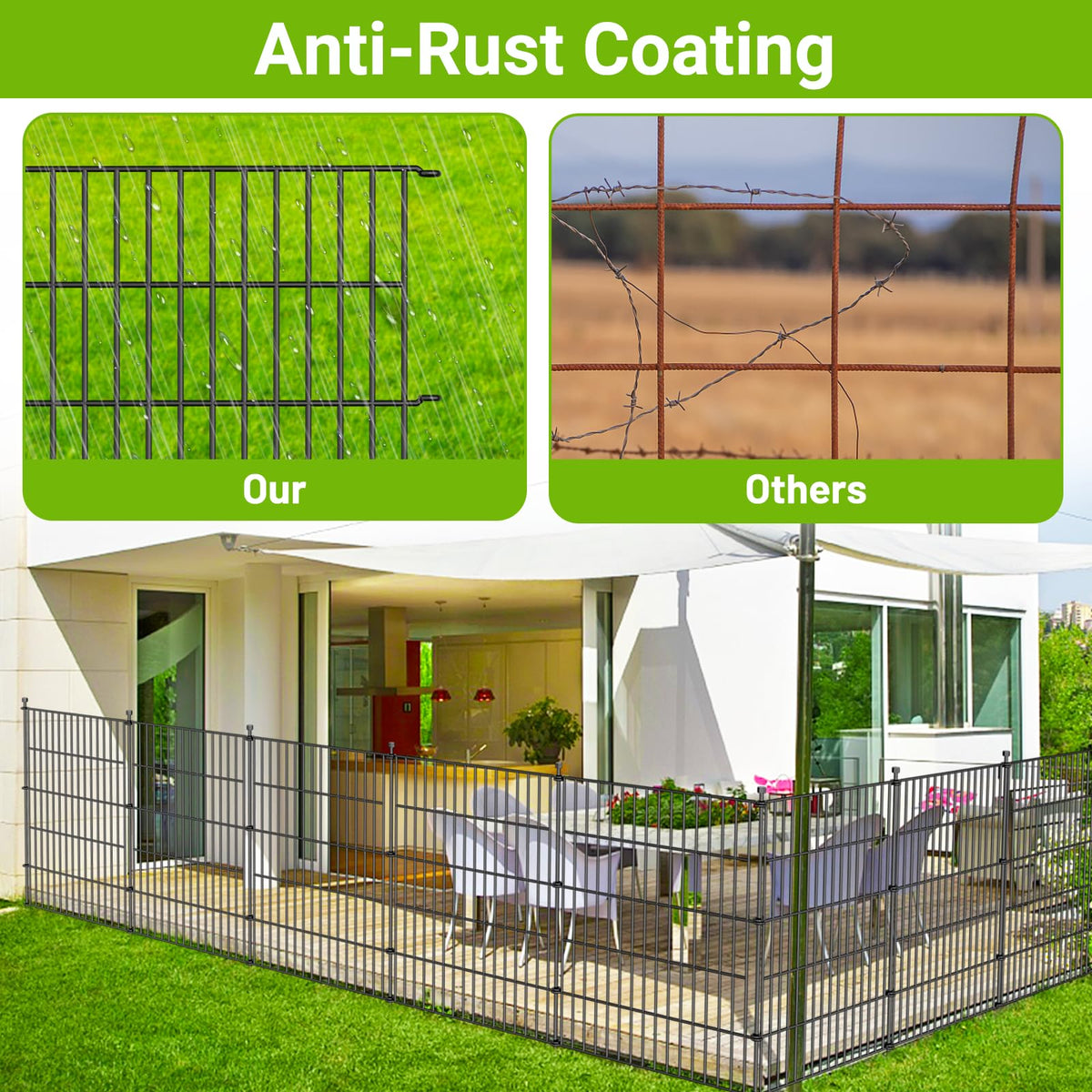jinligogo decorative black fence border enhances garden aesthetics while keeping animals contained.
